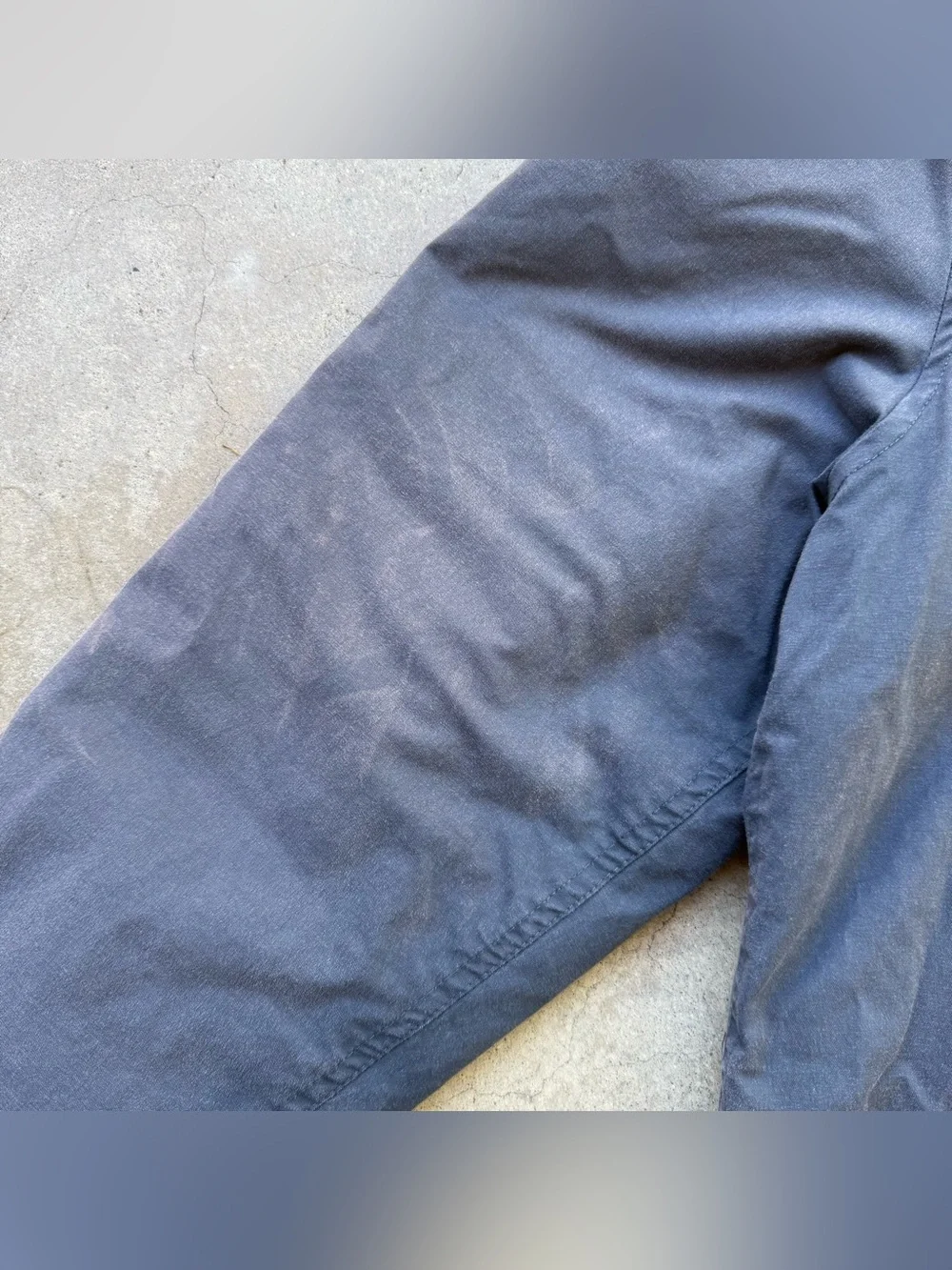 Distressed Eddie Bauer Outdoor Flannel Lined Blue Grey Shirt Jacket Shaket Sz L